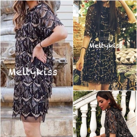 sequin fringe dress zara